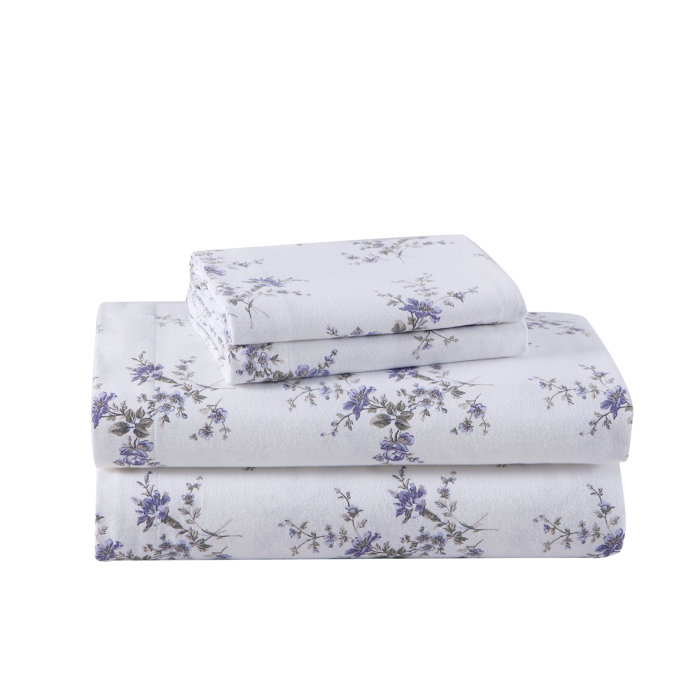 Laura Ashley Jessika Cotton Flannel Purple Sheet Set, Queen & Reviews